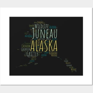 Colorful Alaska Map Typography Posters and Art